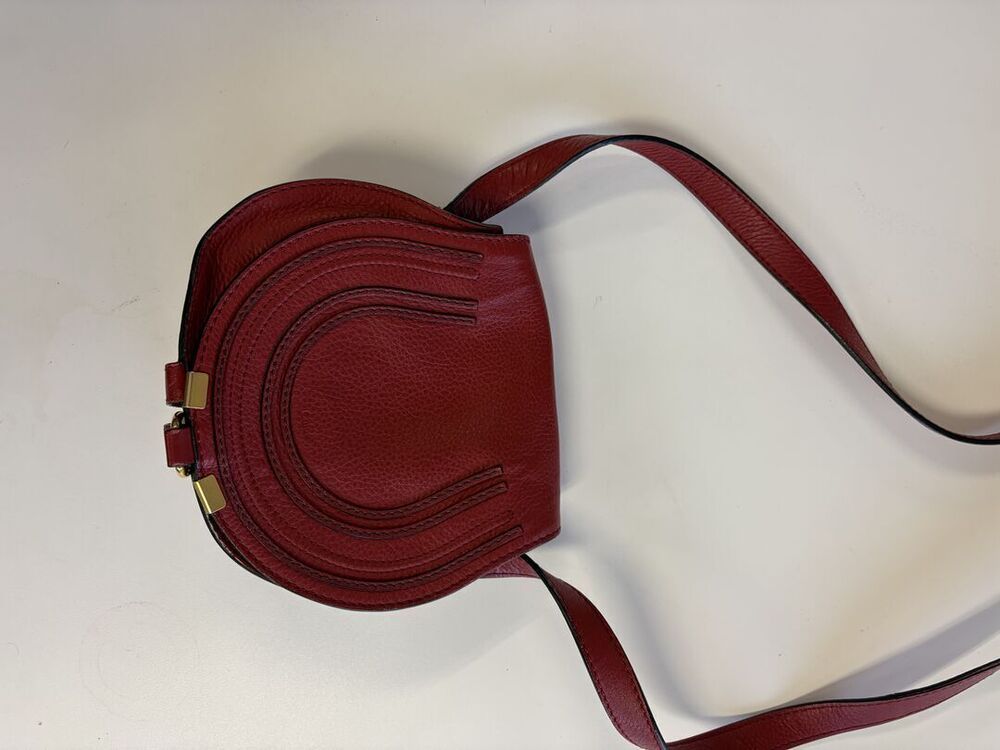 Chloé Marcie Small Red Leather Saddle Crossbody Bag